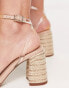 ASOS DESIGN Hilton barely there raffia block heeled sandals in clear