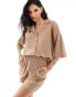 In The Style linen look pull on shorts co-ord in camel