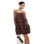 River Island macrame mini dress in brown