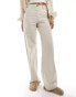 DTT Tall high waisted pinstripe trousers in light stone