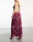 Pieces mesh maxi skirt in multi washed tie dye