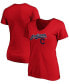 Women's Red Cleveland Indians Team Logo Lockup V-Neck T-shirt