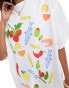 ASOS DESIGN oversized t-shirt with food print in white