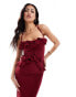 ASOS DESIGN bardot ruffle detail maxi dress in burgundy