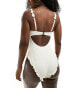 Miss Selfridge broderie corset detail tie front swimsuit in cream