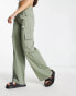 ASOS DESIGN high waisted straight leg cargo trouser in sage