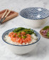 6" Wave Embossed Stoneware Ramen Noodle Bowls, Set of 2