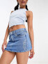 Calvin Klein Jeans Pride denim micro mini skirt in light wash blue