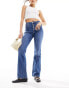 JDY flora high rise flare jeans in mid wash