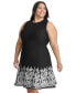 Plus Size Round-Neck Embroidered-Hem Fit & Flare Dress