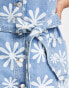 Urban Bliss Plus tie waist denim dress in daisy print