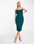 Lavish Alice cowl front bandeau midi pencil dress in emerald green