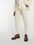 ASOS DESIGN wedding skinny suit trouser in linen mix in gingham in camel