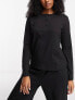 ASOS DESIGN mix & match cotton long sleeve henley pyjama top in black