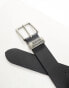 Armani Exchange logo leather belt in black