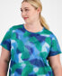 Plus Size Birdseye-Mesh Short-Sleeve Top, Created for Macy's