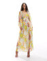 Never Fully Dressed balloon sleeve maxi dress in mixed sunshine print