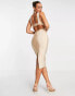 ASOS DESIGN bodycon bandage midi dress with cut out in blush