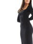 Miss Selfridge long sleeve square neck super soft bodycon maxi dress in black