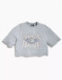 ASOS DESIGN PRIDE genderless oversized cropped studded t-shirt in grey with chest print