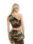 Something New X Art Gallery one shoulder mesh hanky hem top co-ord in art print