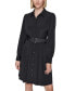 Women's Belted Blouson-Sleeve Shirtdress