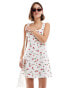 ONLY linen mix mini dress in cherry print