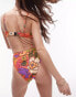 Topshop high waist high leg bikini bottoms in abstract floral print