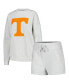 Women's Ash Tennessee Volunteers Team Effort Pullover Sweatshirt and Shorts Sleep Set