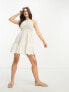 ASOS DESIGN Petite crochet halter mini dress with broderie in cream