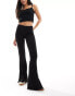 Bershka high waisted jersey flared trousers in black