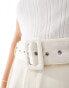 In The Style Plus tailored belted short in cream