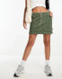 Mango cargo detail skirt in light green