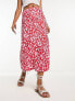 New Look midi skirt in red floral pattern