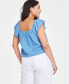 Women's Cotton Gauze Flutter-Sleeve Top, Created for Macy's