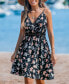 Women's Floral Sleeveless Cutout Waist Mini Beach Dress