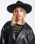 ASOS DESIGN structured wide brim fedora hat in black with trim detail