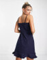 Trendyol cami dress with peplum hem in navy