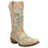 Roper Riley Floral Embroidery Snip Toe Cowboy Womens Beige Casual Boots 09-021-