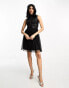 Maya high neck mini dress with delicate sequin black