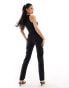 AX Paris bengaline high neck sleeveless belted utility pocket detail jumpsuit in black