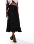 & Other Stories satin midi skirt with panel detail in black