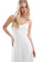 Vila Bridal satin cami maxi dress with stitch detail hem in white