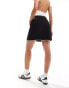 Pieces woven mini skirt with contrast stitching in black