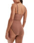 In The Style exclusive scoop neck swimsuit in mocha