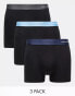 Jack & Jones 3 pack contrast waistband trunk in black