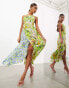 ASOS EDITION strappy cowl neck ruched detail maxi dress in mix match floral print