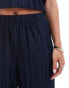 Vila Petite plisse wide leg trouser co-ord in navy