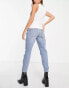 River Island Maternity slim mom jean with rips in medium denim