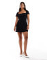 Closet London square neck mini dress in black